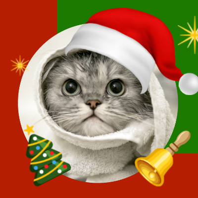 圣诞节换头像可爱猫咪插画头像