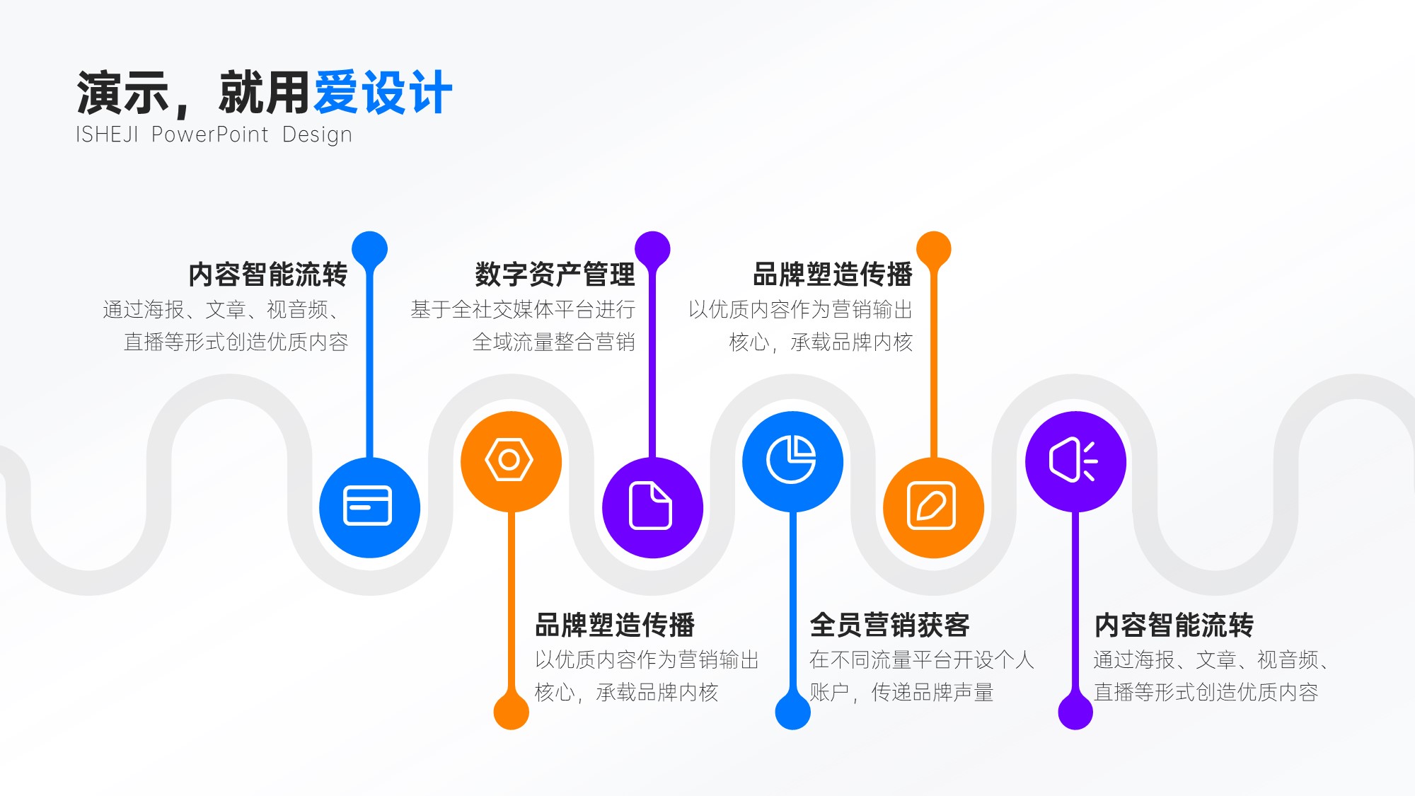 递进关系6项PPT内容页