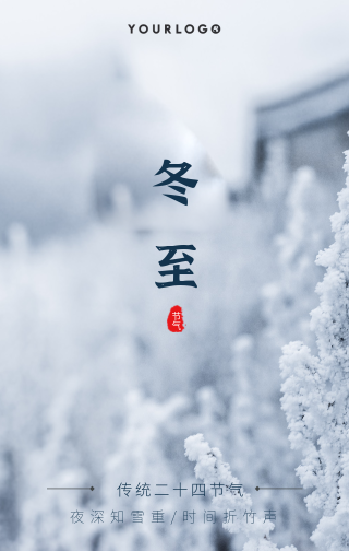 中国风二十四节气冬至手机海报