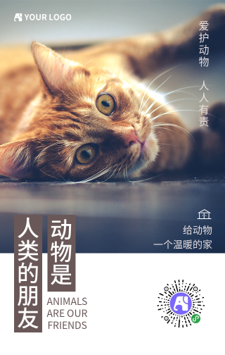简约文艺保护动物公益手机海报
