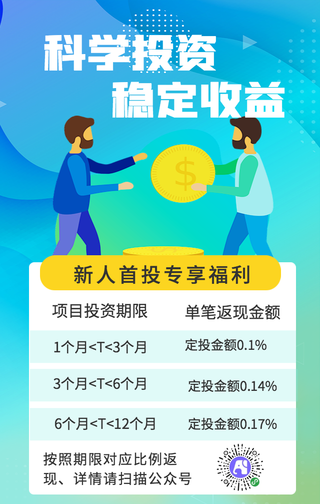蓝色扁平投资理财手机海报