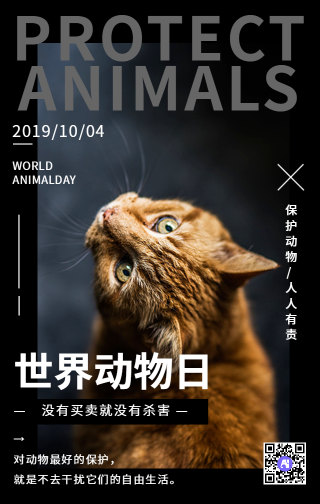 创意时尚世界动物日公益宣传手机海报