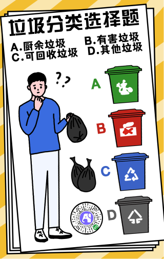 扁平垃圾分类选择手机海报