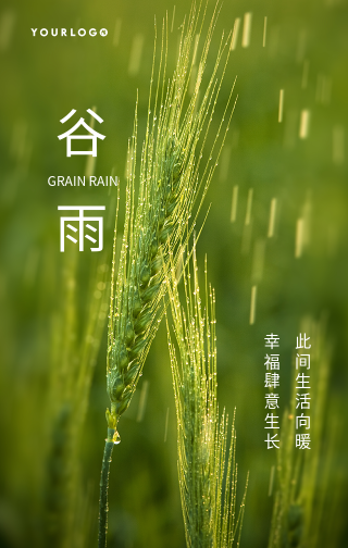 文艺清新二十四节气谷雨手机海报