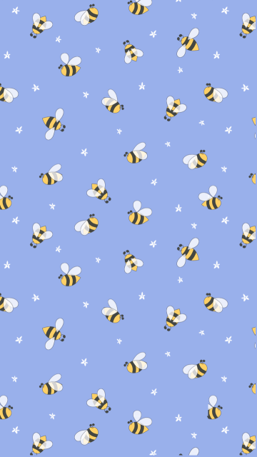 平铺蜜蜂插画手机壁纸