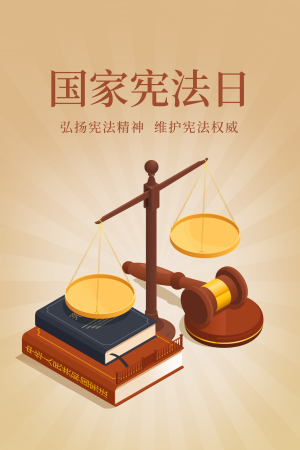 手绘国家宪法日插画海报