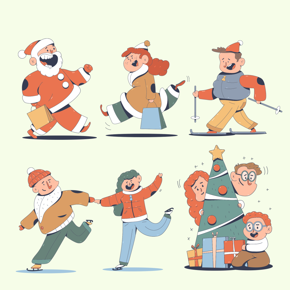 扁平卡通圣诞节插画素材