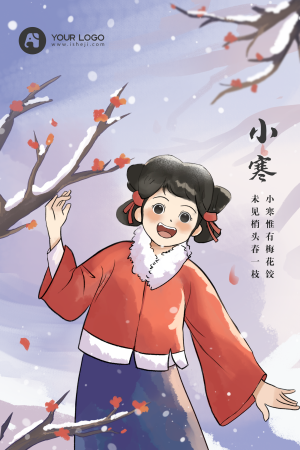 中国风小寒节气插画海报
