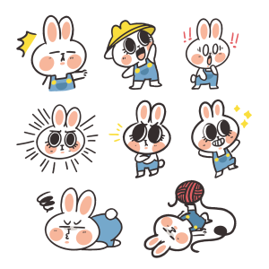 卡通可爱兔子表情贴纸插画素材