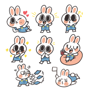 卡通可爱兔子表情插画贴纸