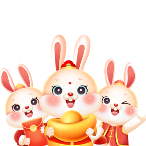3D立体春节兔年兔子插画素材
