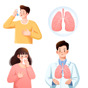 扁平风世界防治哮喘日插画素材
