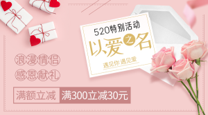 清新520促销鲜花横版海报