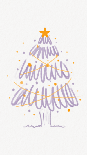 简笔画圣诞树插画手机壁纸