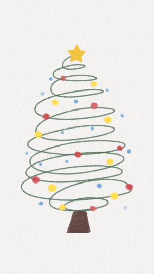 简笔画圣诞树插画手机壁纸