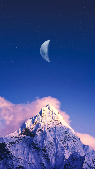 雪山夜空星空风景背景手机壁纸