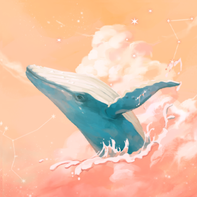 浪漫天空海豚手绘风头像