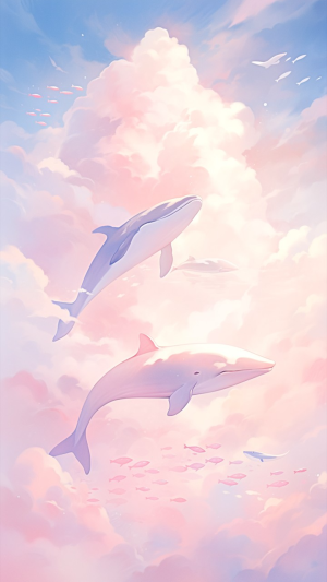 浪漫天空鲸鱼壁纸