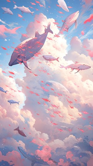 浪漫天空鲸鱼壁纸
