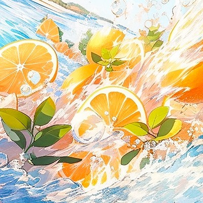 手绘水里橙子清新治愈头像