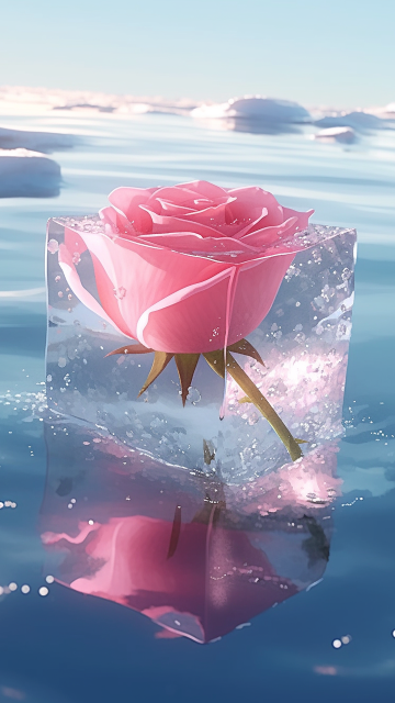 冰块玫瑰花壁纸