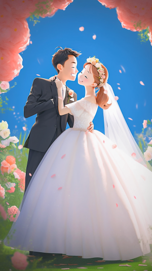 结婚插画手机壁纸