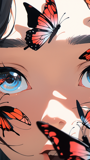 蝴蝶女孩眼睛手机壁纸