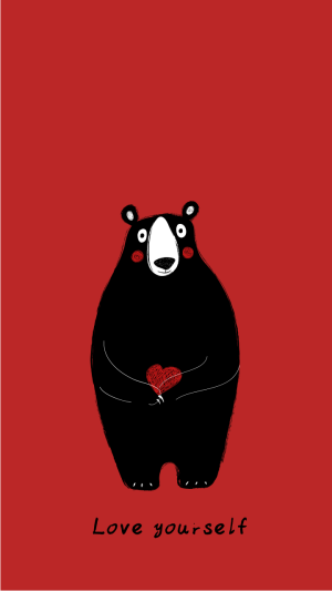 红色小熊爱心手机壁纸