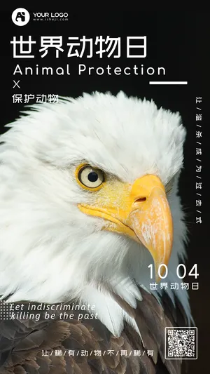 简约老鹰世界动物日手机海报