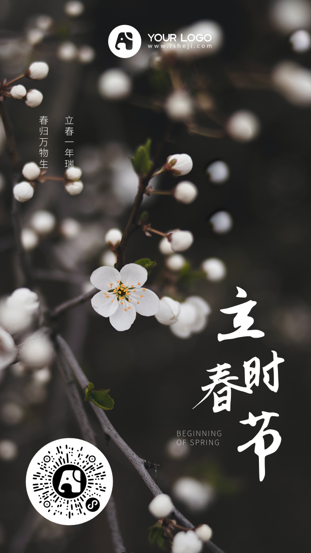 文艺清新传统节气立春时节节气问候手机海报