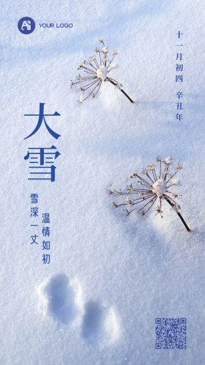 文艺清新大雪传统节气手机海报