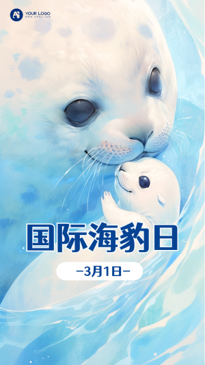 国际海豹日手机海报