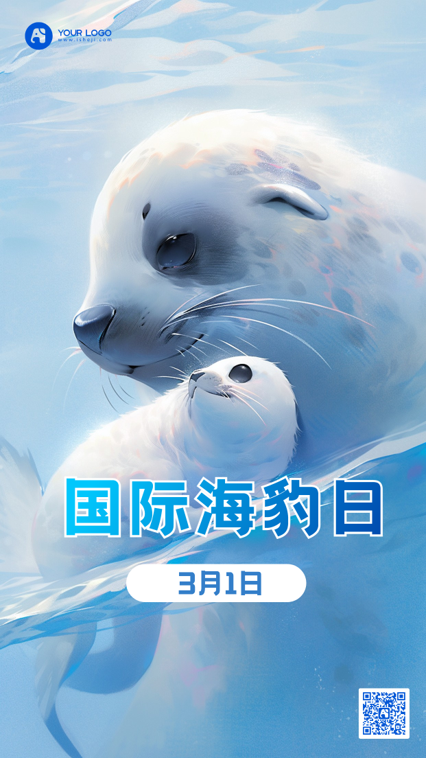 国际海豹日手机海报