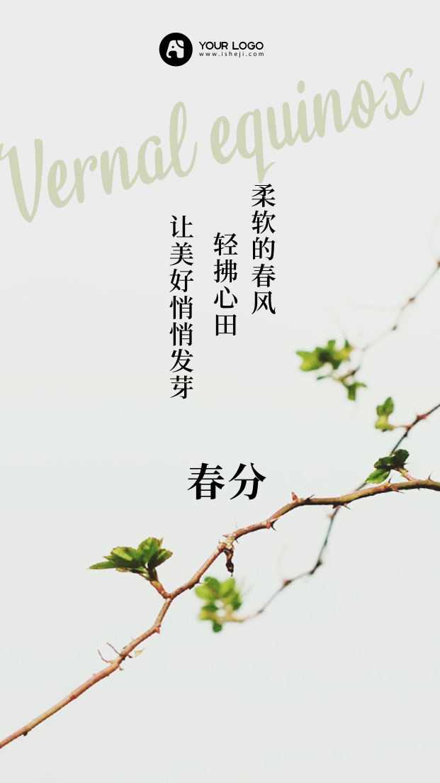 简约文艺清新春分手机海报