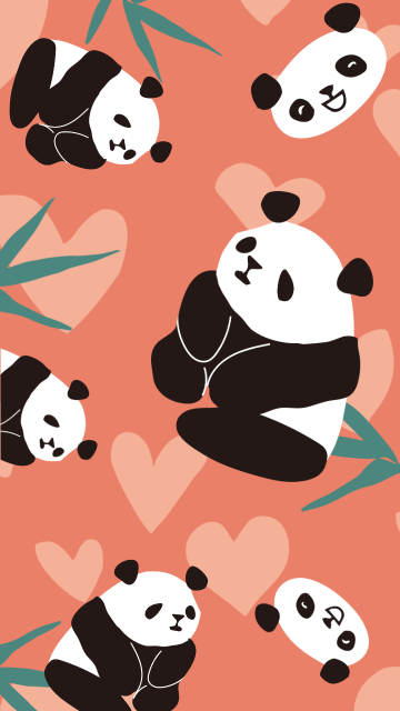 可爱熊猫手绘套图手机壁纸