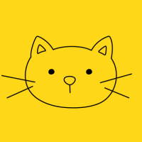 黄色简约手绘插画线描猫咪头像