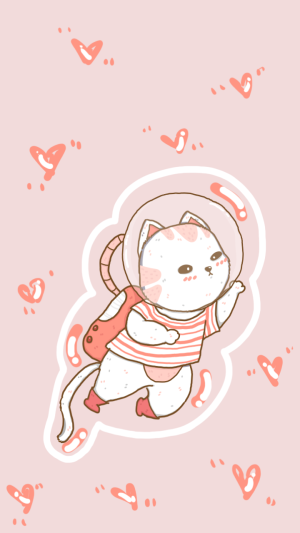 粉色可爱猫咪卡通手机壁纸