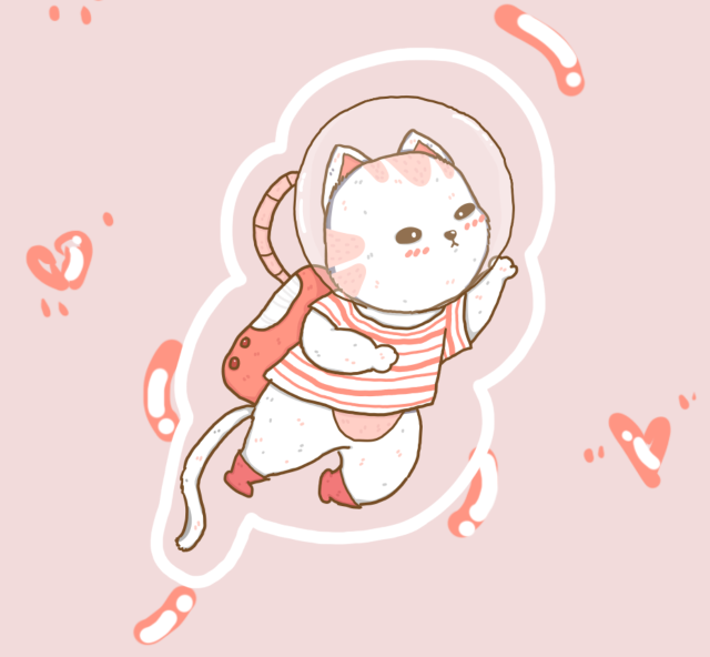 粉色可爱猫咪卡通朋友圈封面