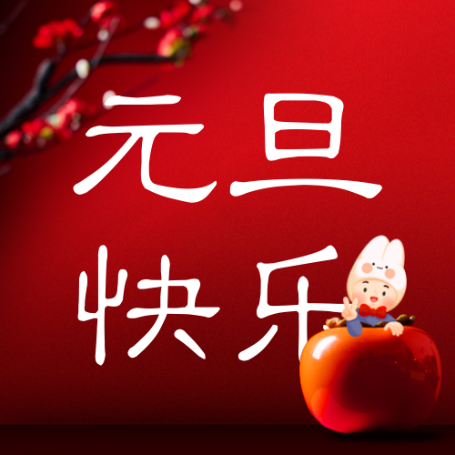 红色扁平简约中国元旦公众号次图新媒体运营