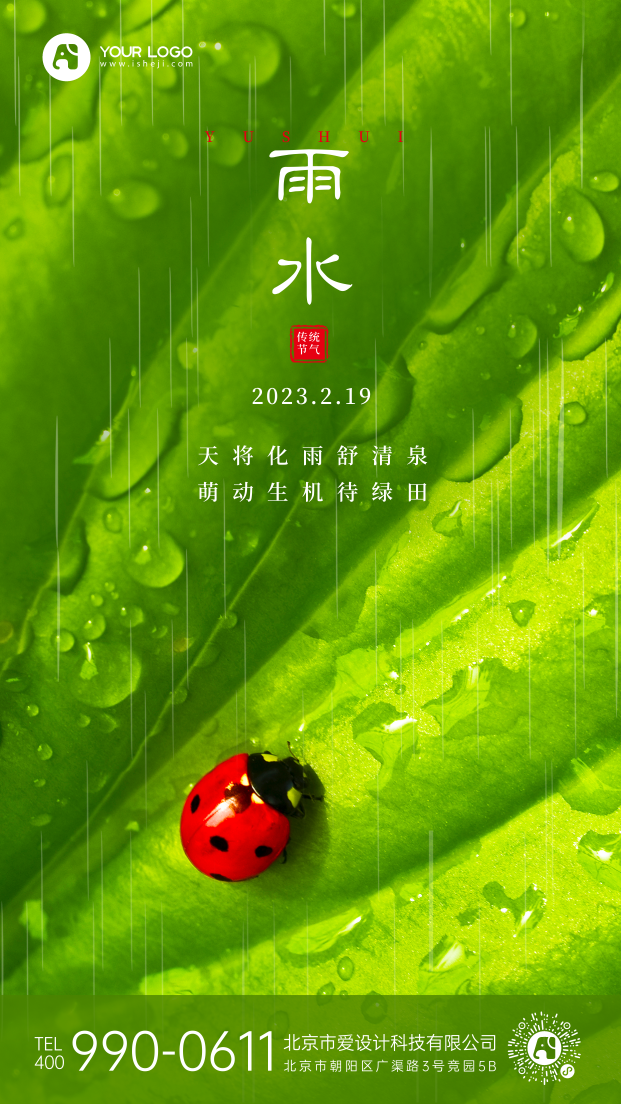 雨水传统节气手机海报