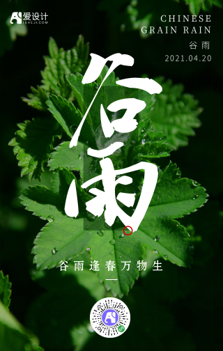 简约文艺传统二十四节气谷雨手机海报